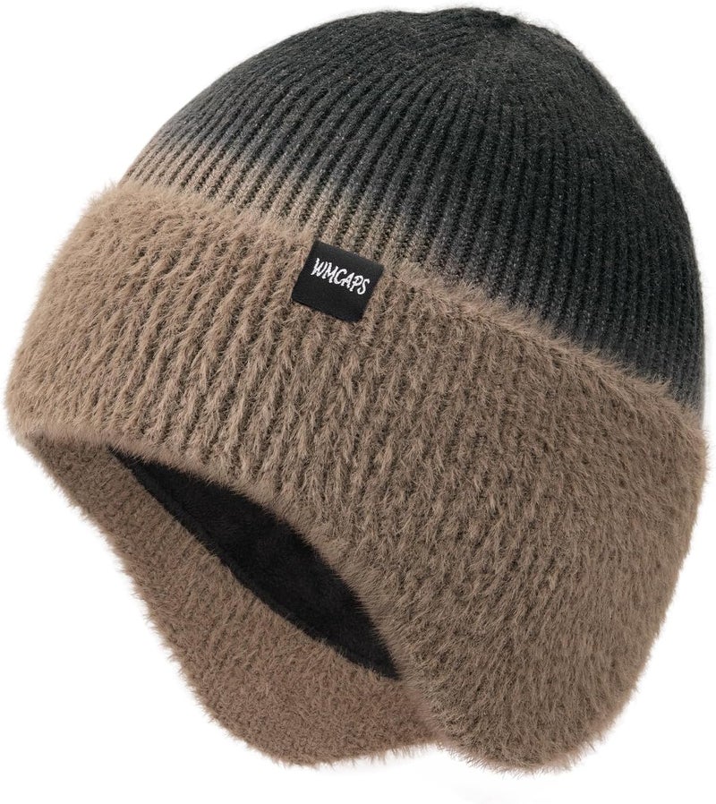 Wmcaps Winter Fleece Line Beanie with Earflap for Men Women, Outdoor Warm Thermal Knitted Hat Stocking Caps - Image 1